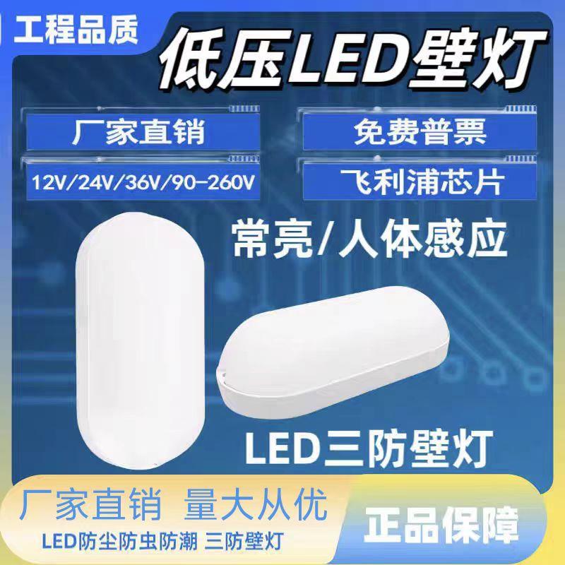 36V48VLED防潮壁灯低压12V24V光控110V127V防水人体雷达感应壁灯