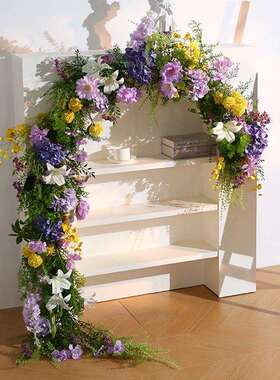 仿真紫色花藤装饰橱窗壁挂花艺缠绕手编藤蔓管道遮挡栅栏窗台假花