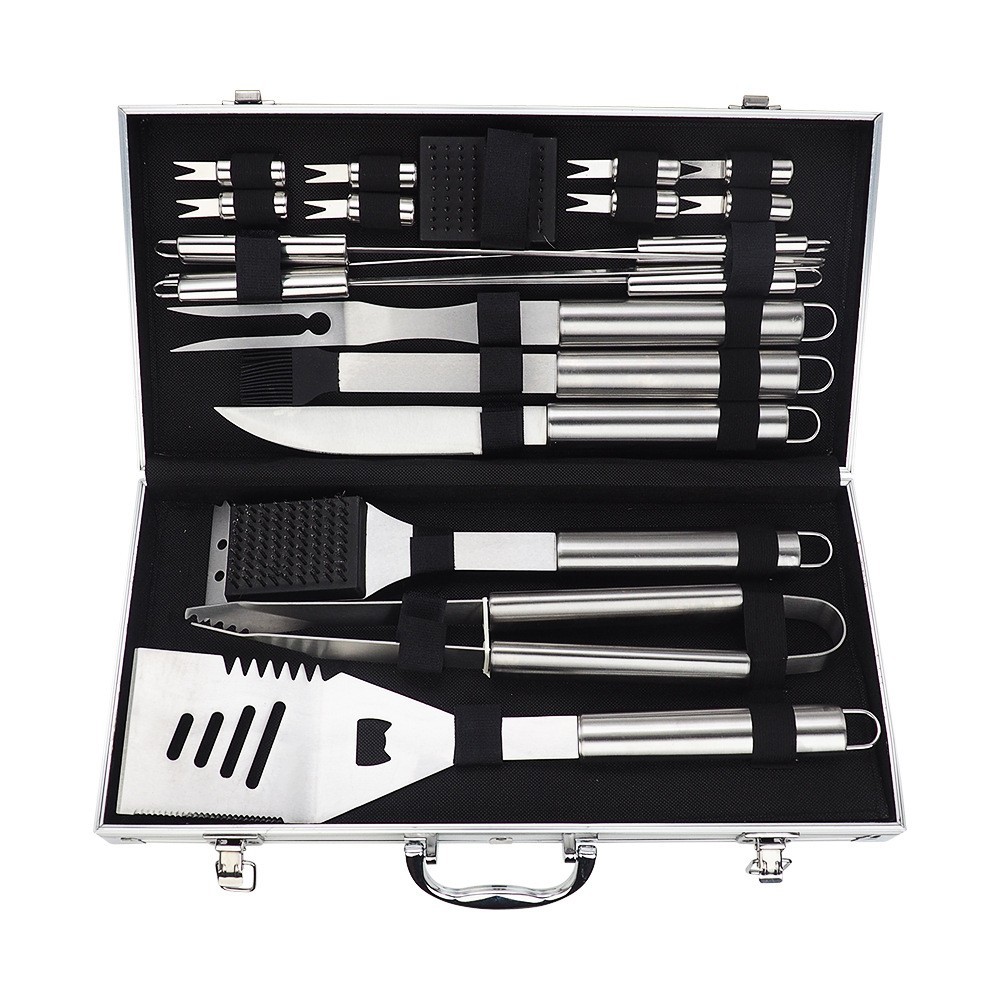 烧烤工具户外bbq20件烤具铝箱套装 烧烤铲子带开瓶器烧烤调味瓶