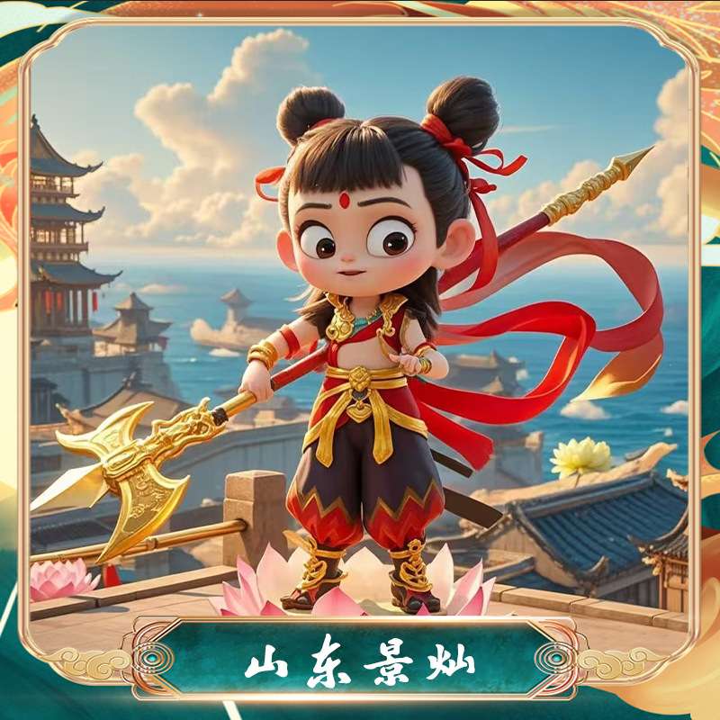 哪吒闹海大型主题彩灯户外防水造型景区公园商场花灯制作