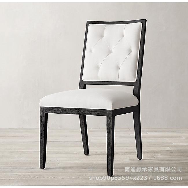 外贸美式现代简约实木RH餐椅法式乡村复古设计橡木布艺办公椅书椅