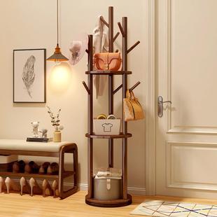 可旋转衣帽架实木加粗款 落地衣架卧室挂衣架家用室内挂衣服置物架