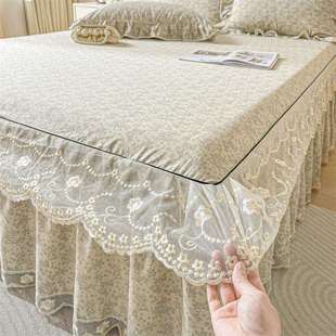 蕾丝床裙单件纯棉防滑床罩1.8m床上三件套2025新款 公主风