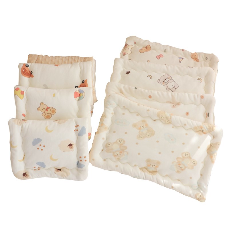 612月婴儿枕头秋冬纯棉透气新生儿云片枕0到6个月宝宝平头垫巾