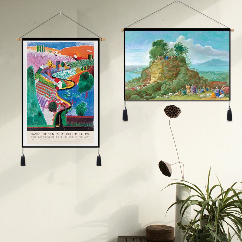 北欧油画装饰画客厅电表箱简约布艺挂毯挂画家用装饰布艺挂布图片