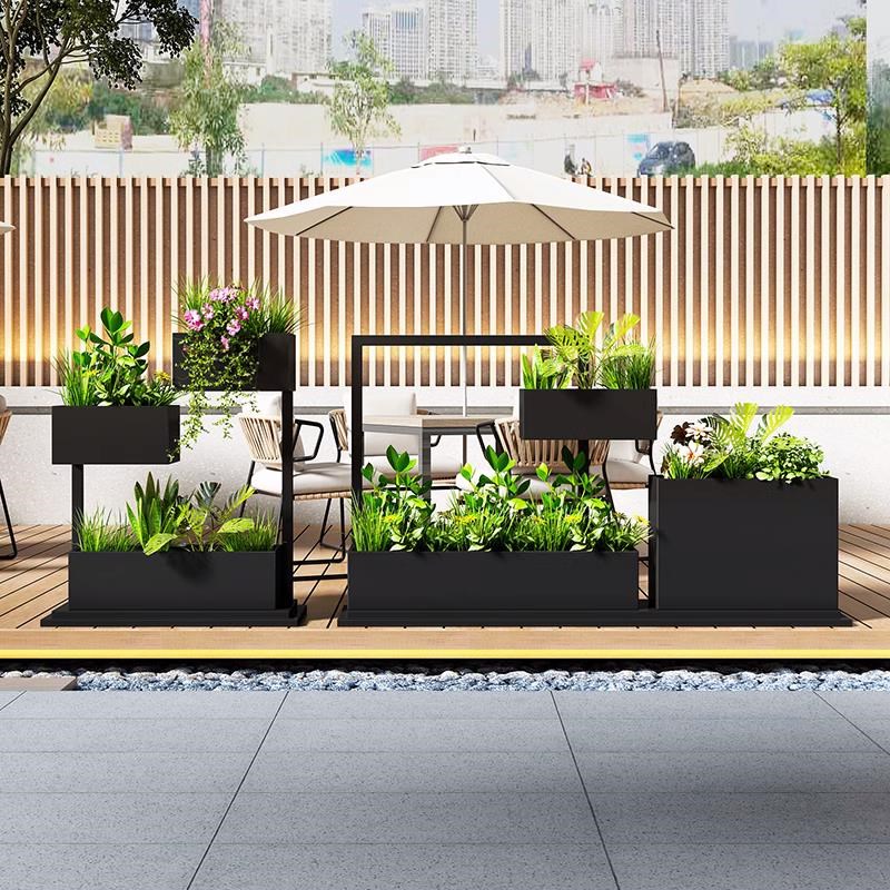 餐厅室内户外创意花架隔断铁艺花箱防锈金属花槽组合外摆围栏装饰
