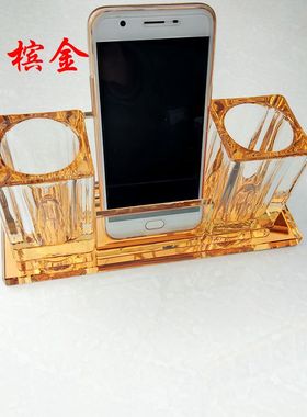 水晶话筒架麦克风支架KTV用品桌面无线话筒座水晶座咪唑台式摆件