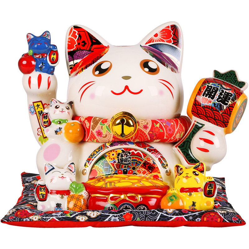 上善若水 招财猫摆件 店铺家居收银台开业新款陶瓷存钱储蓄罐0504 - 实物图