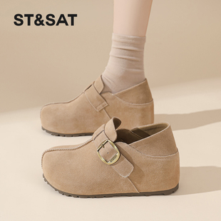 一脚蹬两穿勃肯鞋 星期六内增高女鞋 新款 女2026春季 5CM百搭软木鞋