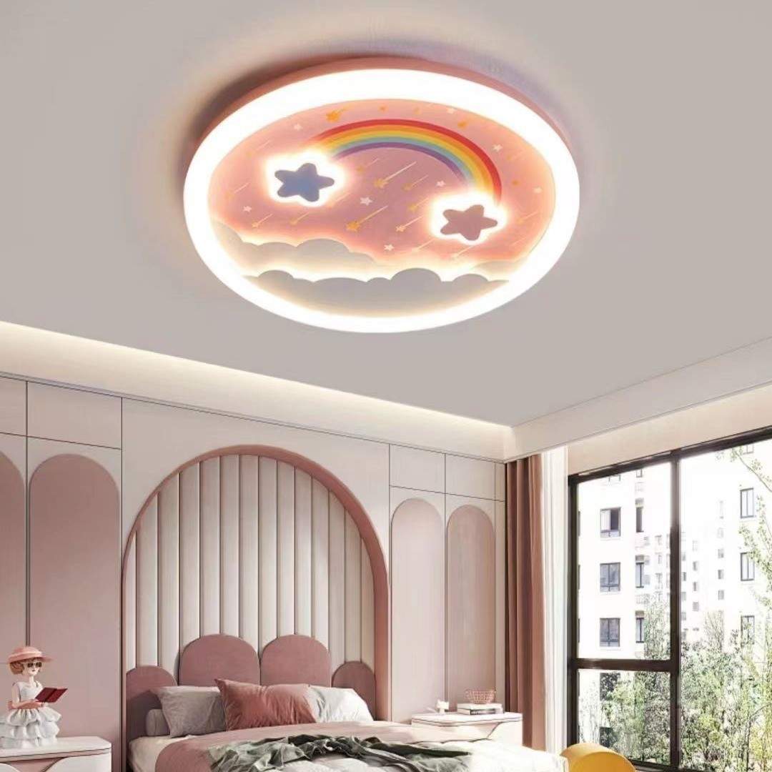 卡通独角兽儿童房灯女孩公主卧室灯星星彩虹全光谱护眼房间吸顶灯