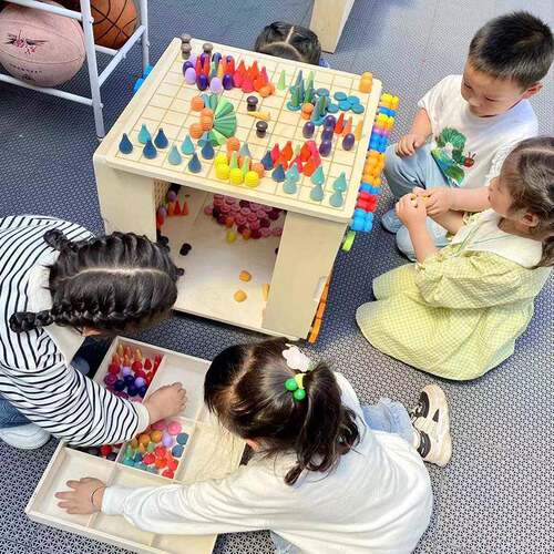 幼儿园早教百变儿童益智墙面蘑菇钉拼插积木珠操作拼板室内教玩具