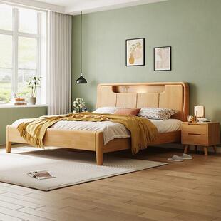 北欧实木床1.2/1.5/1.8米双人床儿童床家用出租房民宿原木风家具