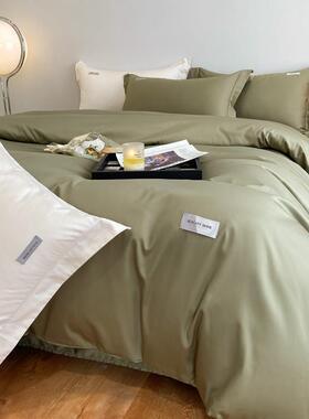 CB#贡缎长绒棉纯色双拼床上四件套棉1.5m1.8m2米床家用被套床品套