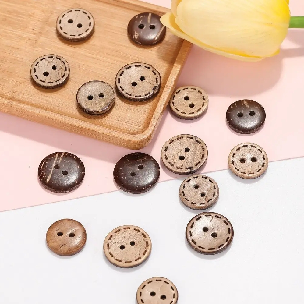 毛衣纽扣子儿童木质衬衫扣原木色针织衫椰子扣宝宝衣服可爱钮扣子