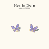 Herrin 紫色浪漫高级感18K金 鎏金蝴蝶耳钉耳环耳饰 Dorn 赫琳德