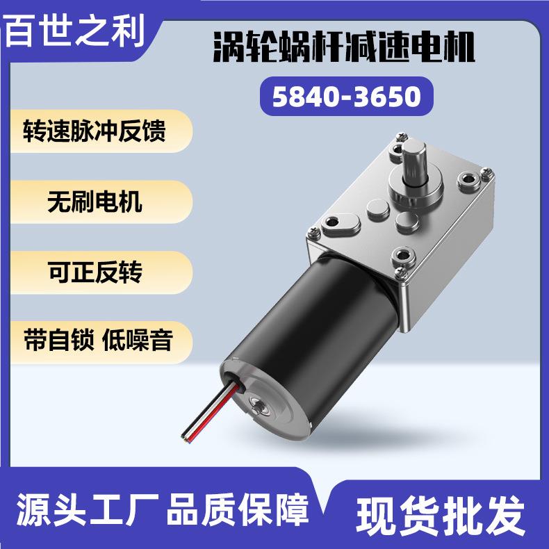 5840-3650无刷电机蜗轮蜗杆直流减速大扭矩低速马达脉冲自锁刹车