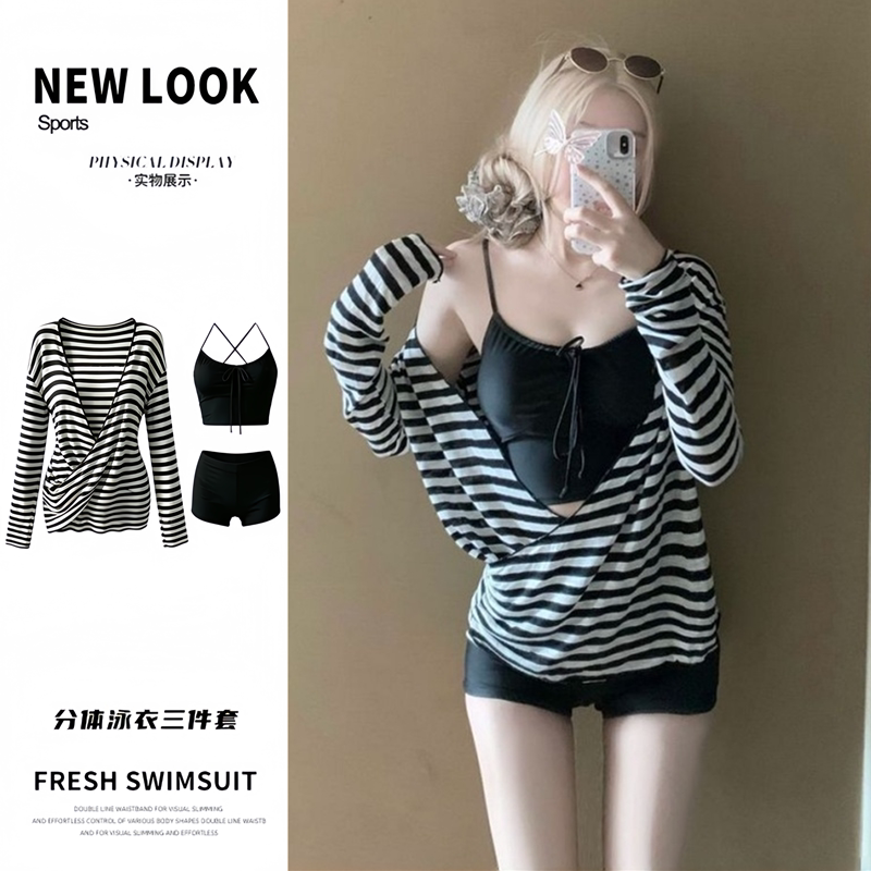 泳衣女分体三件套少女甜美度假风