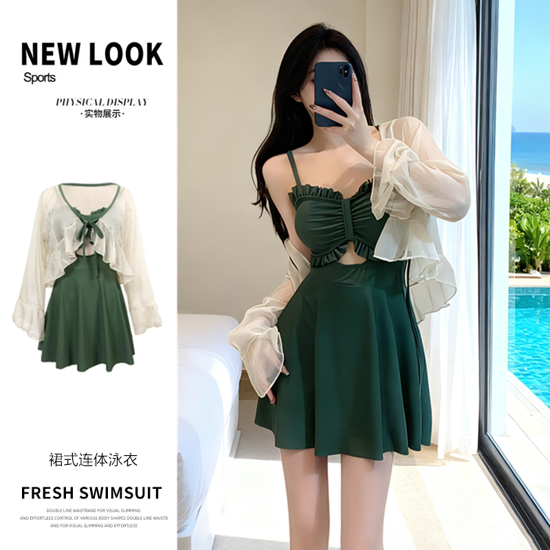 泳衣女裙式连体微胖mm时尚高级感