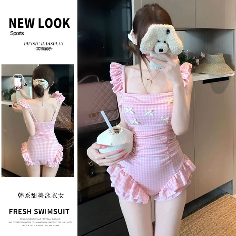 泳衣女连体韩版ins风少女甜美风
