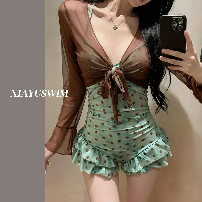 泳衣女连体两件套带罩衫辣妹纯欲