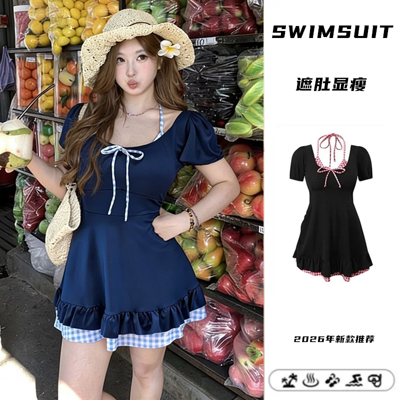 泳衣女新款大码裙式连体胖MM度假