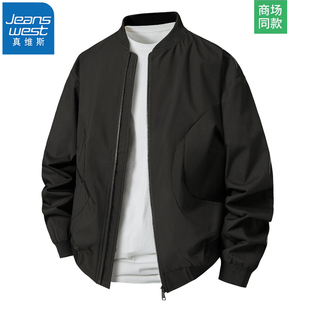 真维斯2025春季男士百搭时尚外套飞行夹克衫上衣运动宽松棒球服