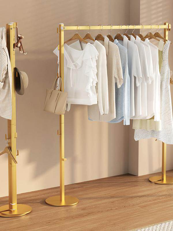 落地折叠单杆晾衣架室内创意挂衣架多功能小型结实耐用简易晾衣杆