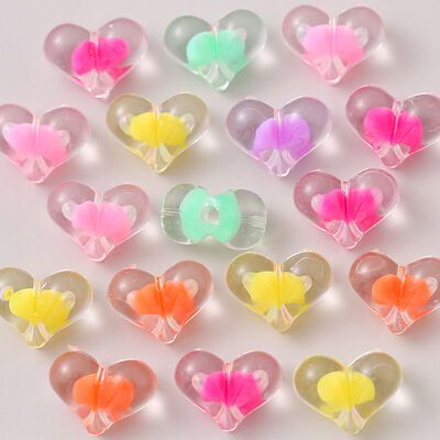 亚克力内彩珠爱心珠中珠有孔