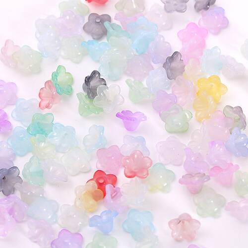 双色仿琉璃铃兰花手工串珠