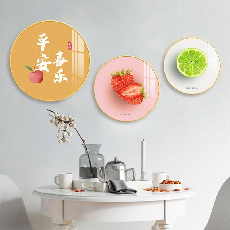 餐厅装饰画现代简约餐桌r饭厅水果画歺厅北欧小清新奶茶店圆形挂图片