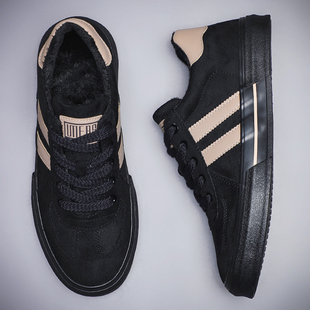 加绒保暖男士 休闲鞋 韩版 冬季 绒布鞋 棉鞋 潮流平底百搭二棉板鞋 男鞋