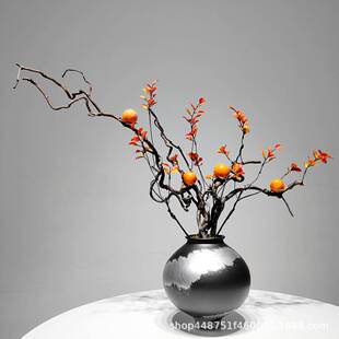 新中式轻奢手感绢花客厅仿真花仿生绿植桌面入户玄关酒店装饰摆件