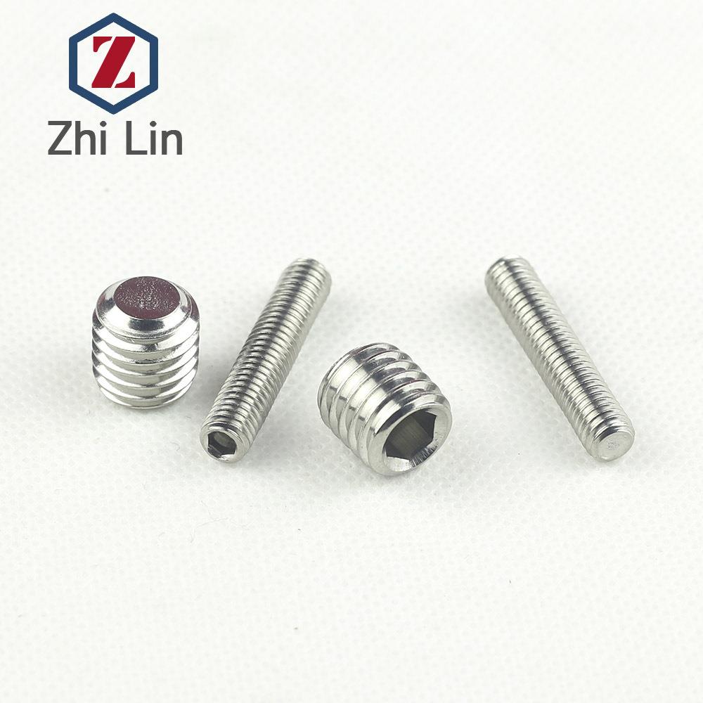 M10不锈钢紧定201内六角止付螺丝基米螺丝平端凹端DIN913/916
