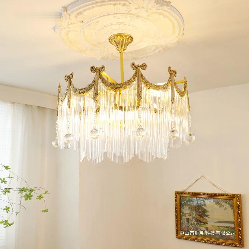 法式复古风流苏客厅灯美式蝴蝶结水晶灯奢华唯美浪漫餐厅卧室吊灯