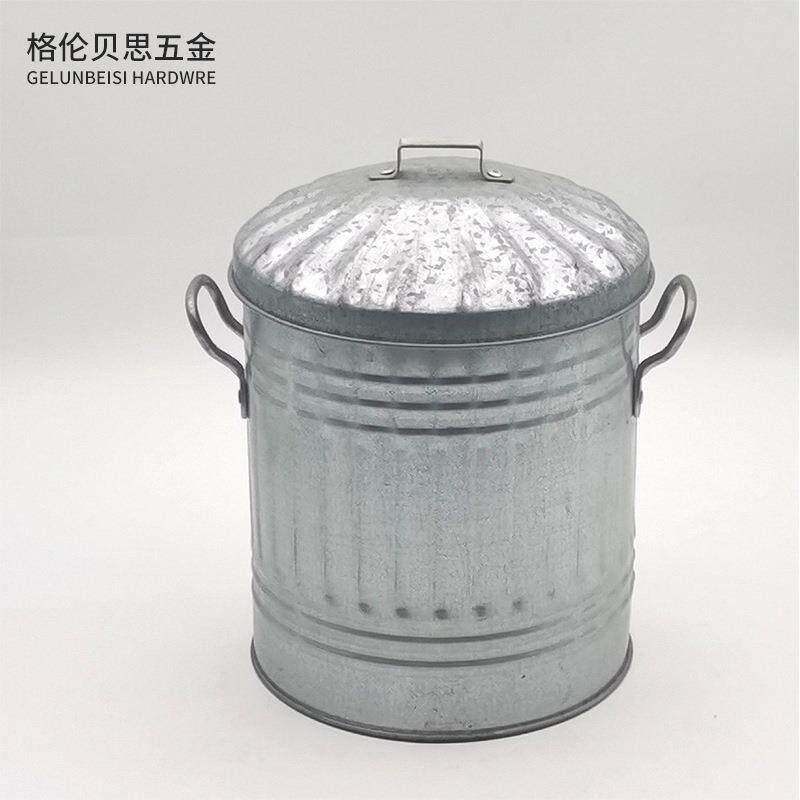 原色双耳镀锌铁皮桶带盖家用铁皮米桶米缸杂粮谷物收纳桶