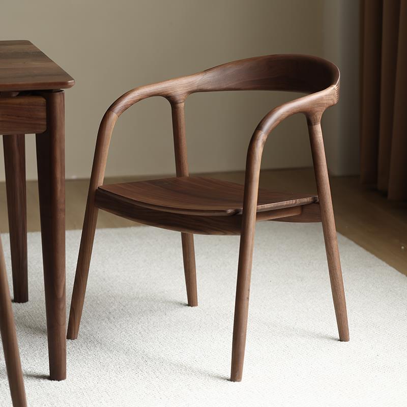 北欧简约舒美特餐椅休闲椅北美黑胡桃木家具全实木靠背椅书桌椅子