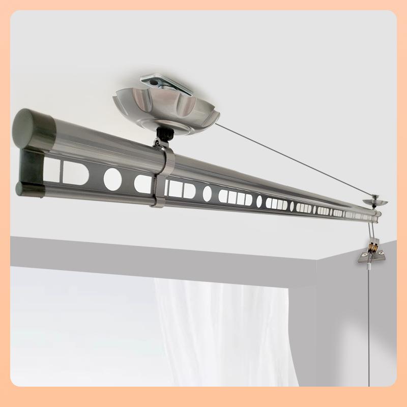 ⇝小阳台单杆晾衣架手摇升降智能简约晒衣服晾被子阳台室内凉衣