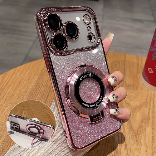 适用苹果17系列闪粉带支架手机壳