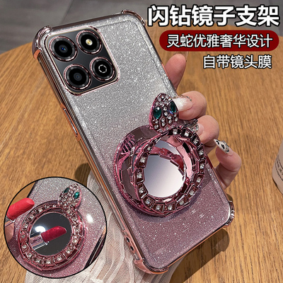 适用华为荣耀X6c手机壳honorX6c海外国际版X6b保护硅胶套X6a带镜头膜全包防摔honor透明软6a女6b新款支架镜子
