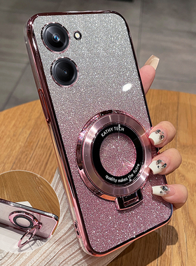 适用realmeV20手机壳真我V20保护套RMX3611全包防摔oppo透明硅胶软壳3610带支架v205g女闪粉realme高颜值可爱