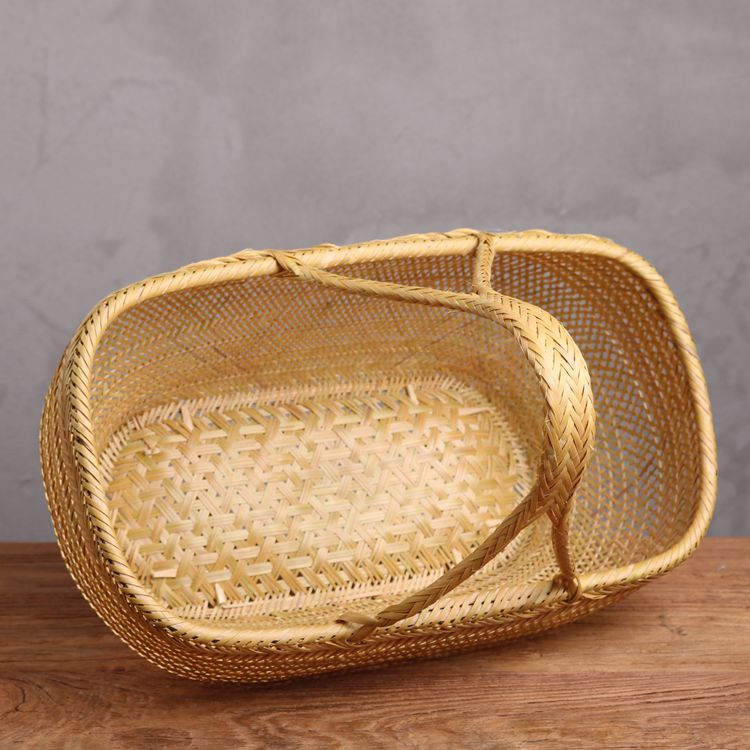 手工竹篮子竹编织手提菜篮竹篮子鸡蛋篮水果收纳竹筐竹编竹器精品