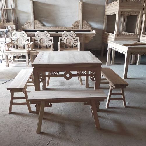 榆木餐桌方桌中式八仙桌长方桌明清古典白茬实木家具餐厅桌子