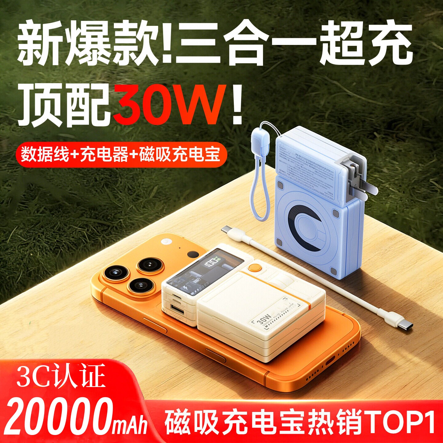 充电宝快充磁吸无线带线AC插头