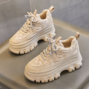 小个子内增高女鞋 加绒百搭炸街休闲松糕鞋 2024秋冬新款 厚底老爹鞋