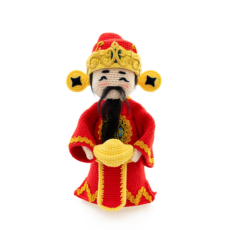 财神毛线玩偶编织材料包q4股牛奶棉手工DIY手编人偶钩针毛线材料