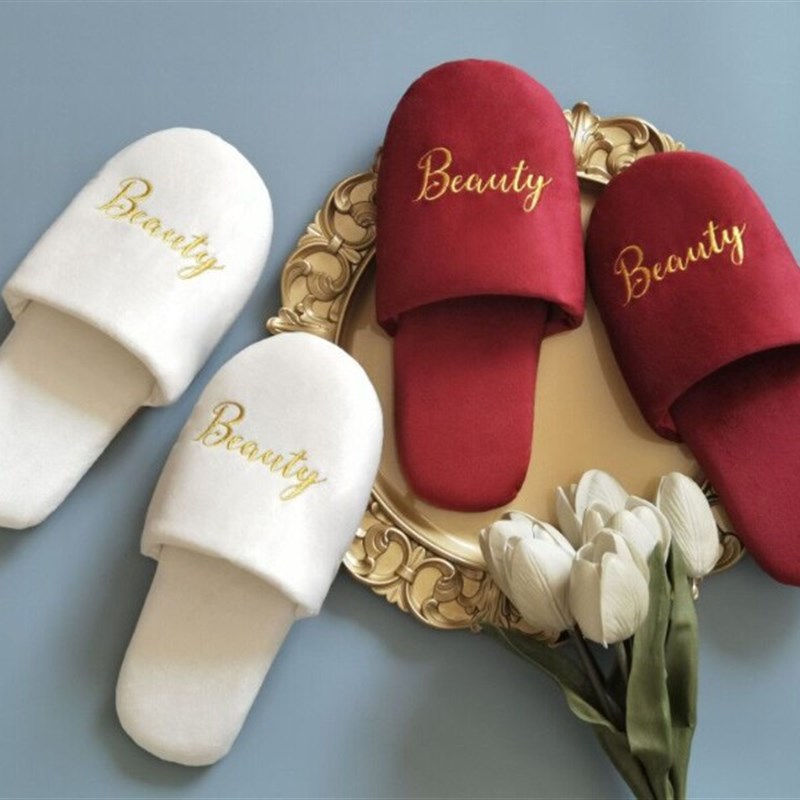 新娘晨袍拖鞋婚礼结婚伴娘睡衣睡袍拖H鞋红色喜庆包头新婚陪嫁拖