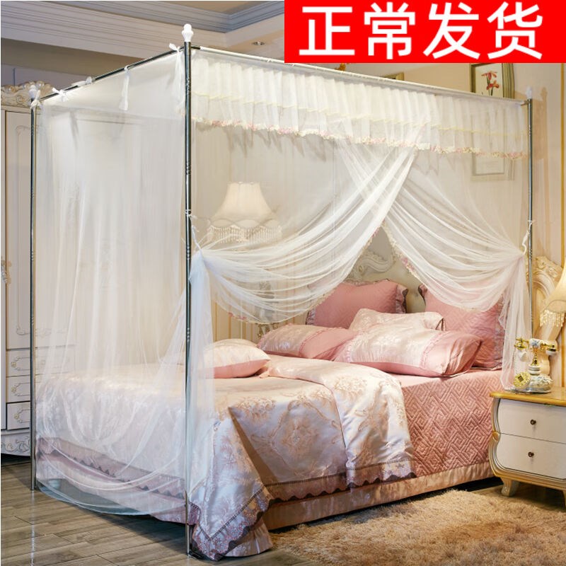 老式蚊帐家用f单开门蚊帐家用2023年卧室落地老式文纹账2022米黄
