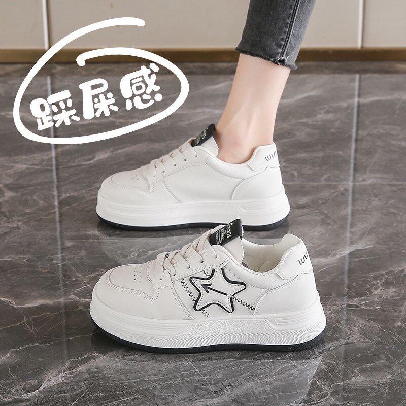 爆款软底萌丑面包小白鞋女春季202D5新款厚底学生运动休闲板鞋34