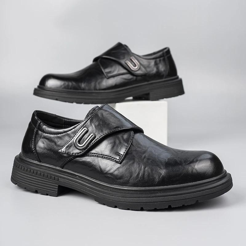 皮鞋男款2025新款夏季透气年轻人软底软皮商务正装一脚.蹬休闲鞋