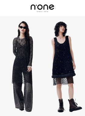 none 2025春季新款黑色气质吊带连衣裙屁帘款年会礼服轻奢高级感